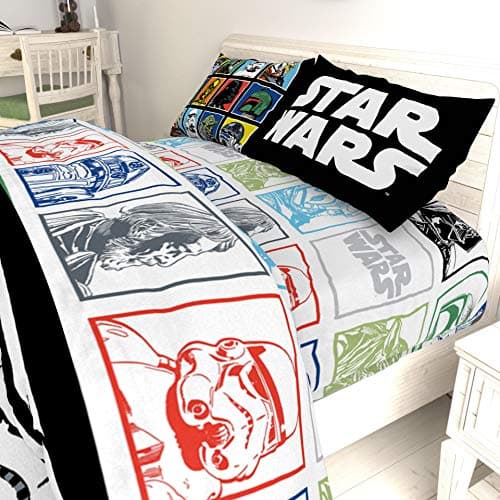 Jay Franco Kids Sheet Set with Fitted, Flat Sheets & Pillow Cover - Ultra-Soft Bedding with Pillowcase for Room Decor, Multi - Star Wars, 4 Piece Queen view 2