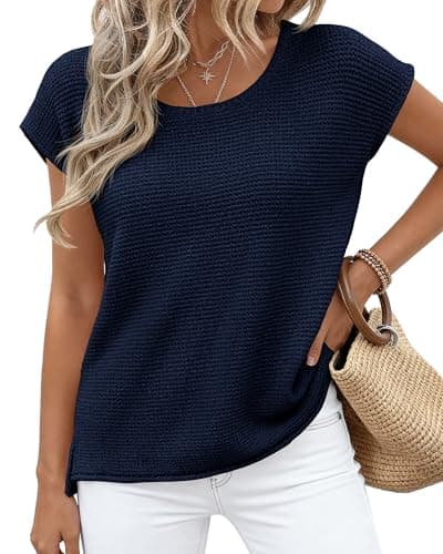 BTFBM Sweater Vest Women 2026 Spring Summer Cap Sleeve Crew Neck Casual Loose Business Tops Western Vacation Outfits view 3