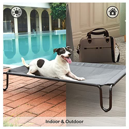 Pettycare Elevated Outdoor Dog Bed - Medium Dog Cot, Waterproof, Cooling, Non Slip, Up to 40 lbs, Grey view 5