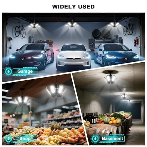 Brobantle LED Garage Lights Bulb 10 Pack 120W Led Screw in Garage Lights 12000LM 6500K Bright LED Garage Ceiling Lights Deformable Garage Shop Light for Attic Basement Workshop Screw in E26 E27 Base view 6