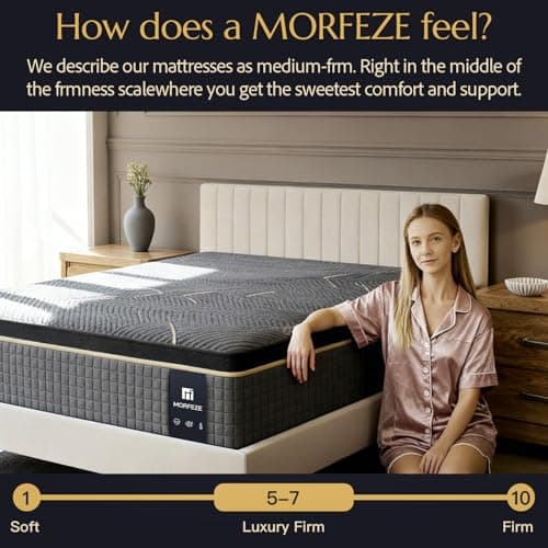 MORFEZE Queen Mattress in A Box 12 Inch Hybrid Mattresses Medium Firm with Cooling Gel, Memory Foam and Pocket Spring, Fiberglass Free & Motion Isolation, Pressure Relief for Silent Sleep view 5