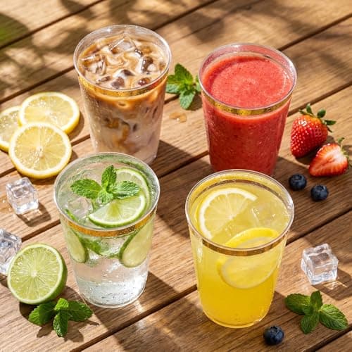 I00000 200 Pack Gold Plastic Cups, 10 OZ Clear Plastic Cups | Gold Rimmed Plastic Cups, Wine Glasses, Fancy Party Cups, Drinking Cocktail Glasses, Perfect for Party, Wedding, Reception view 6