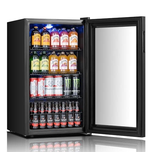 Yeego Beverage Refrigerator, 130-Can Mini Fridge with Glass Door, Adjustable Shelves & Digital Temperature Control for Soda, Beer, and Wine – Suitable for Home or Office Use view 4