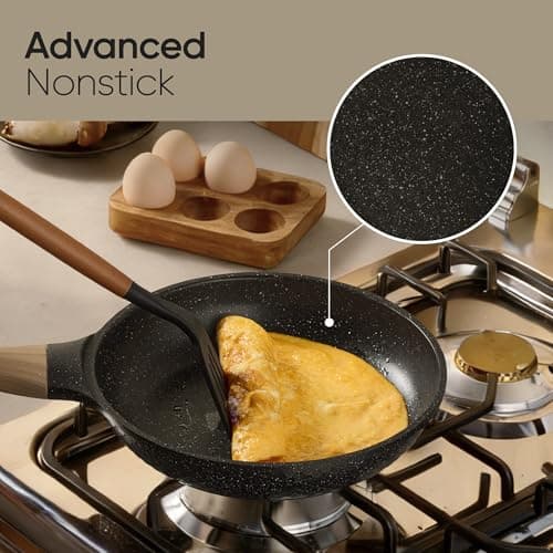 CAROTE 26PCS Pots and Pans Set Non Stick, Cookware Set Pots and Pans Induction Cook Ware, Nonstick Kitchen Cooking, PFOA Free, Black view 3