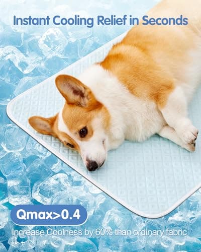 TIMSUNBER Dog Cooling Mat - Instant Cooling Pet Bed for Dogs & Cats, 6-12°F Drop, Non-Toxic & Machine Washable, Anti-Slip Bottom, Cool Mat for Indoor & Travel Use Light Blue 24" x 18" view 5