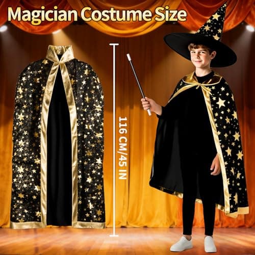 Novaluki Magic Kit for Kids, 98 Magic Tricks with Magician Costume, Manual and Videos, Magic Gift Set for 6+ Years Old Beginner Magicians, Halloween Christmas Birthday Party Family Game Fun view 3