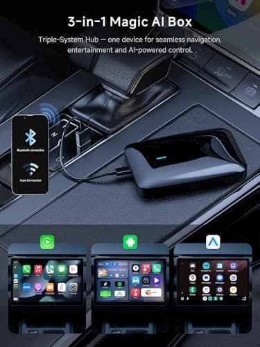 Magic AI Box Wireless CarPlay and Android Auto Adapter, 4GB+32GB, Black | Wireless Connectivity, AI-Powered, Dual-WiFi, Plug-and-Play, Universal Compatibility, Compact Design view 2