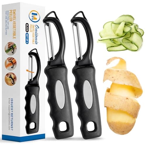 Premium Swivel Vegetable Peeler, Soft Grip Handle and Ultra Sharp Stainless Steel Blades - Perfect Kitchen Peeler For Veggie, Fruit, Potato, Carrot, Apple - Black - Set of 2 view 1