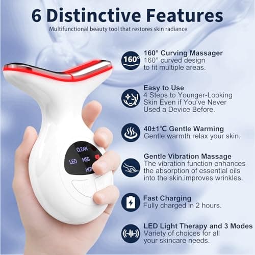Red Light Therapy for Face, Multifunctional Face Massager with Micro-Current, LED Light Therapy & Vibration, at-Home Skin Care Face Sculpting Tool for Wrinkles, Micro-Current Facial Beauty Device view 3
