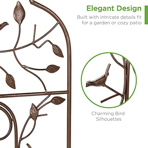 Best Choice Products 60x15in Iron Garden Trellis, Arched Outdoor Decoration w/Branches, Birds for Lawn, Garden, Backyard, Climbing Plants - Bronze view 3