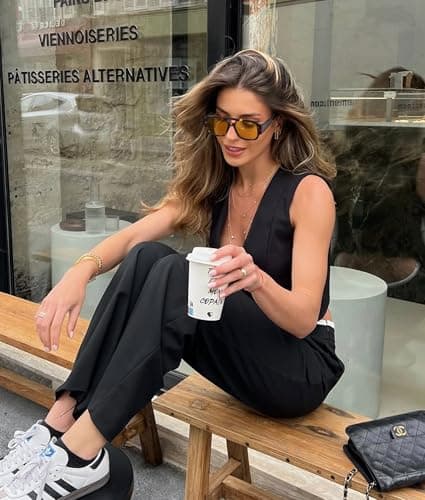 LOOMAKA Square Aviator Sunglasses for Women Retro 70s Chunky Double Bridge Glasses Trendy Flat Top Y2K Shades view 2