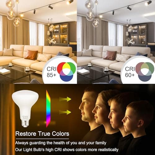 BR30 LED Flood Light Bulbs E26 Base 65W Equivalent 2700K Warm White，Recessed Can Light Bulbs Indoor, 850LM, Dimmable, CRI85, 120V, Ceiling Light Bulbs for Kitchen, Living Room 6 Pack view 6