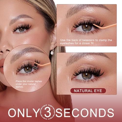 Higu clace Self Adhesive Eyelashes Volume Pre Glued lash clusters kit Mix 10-16mm, Preglued Eyelash No Glue Needed Easy to Use, DIY Eyelash clusters(AD11) view 6