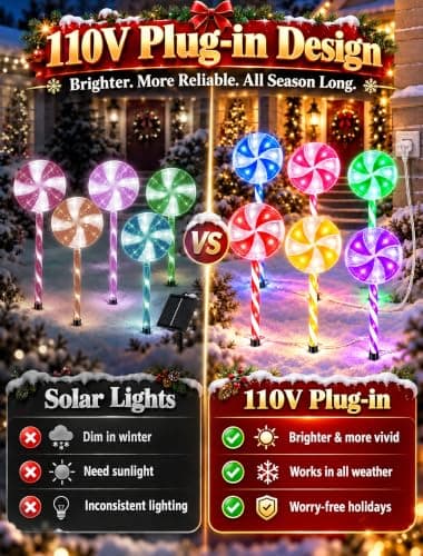 Lollipop Pathway Lights Outdoor,Christmas Candy Cane Light 6 Pack view 5