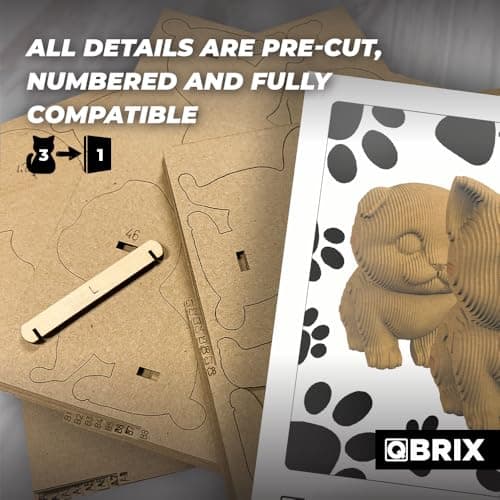 QBRIX 3 Cats 3D Puzzles for Adults, 3D Model Kit for Teens, DIY Crafts for Home Decor, Original Gift for Boys&Girls 14+, Cardboard Model Building Kit view 5