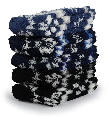 BenSorts Men Fuzzy Slipper Socks with Grips Non Slip Sole Warm House Socks Christmas Gifts view 3