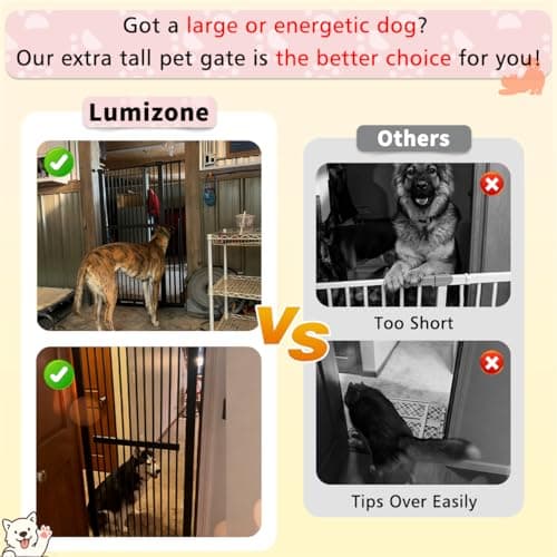 Lumizone Extra Tall Pet Gate 55.12" High Pressure Mounted 50.79"-55.11" Extra Wide (9 Sizes) 1.37" Gap for Cat Dog Stairs Doorway Hallway No Drilling Auto-Close (50.79"-55.11" W, Cream White) view 5