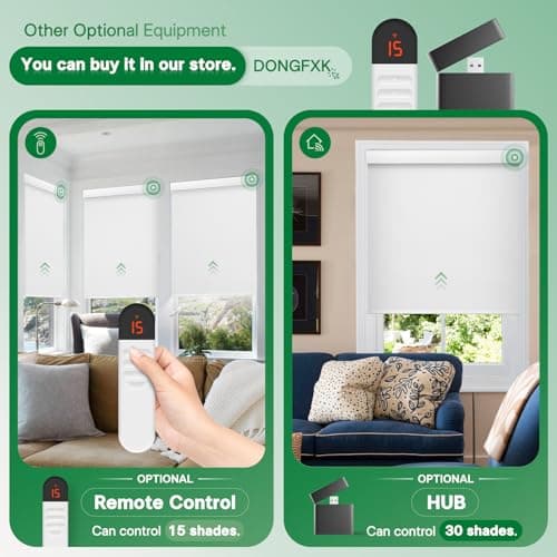 DONGFXK Motorized Blinds with Remote, Blackout Cooling Automatic Shades with Solar Panel Cordless Smart Blinds for Windows, Custom Electric Blinds Horizontal Roller Shades,White,34" W X 72" H view 5