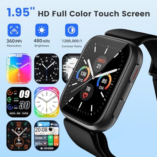 BP Doctor Smart Watch Blood Pressure, 1.95'' Blood Pressure Watch with Air Pump Cuff, Watch with Blood Pressure Sleep Monitor Sports Tracking for Android iOS Supports Data Sharing, Reminder Monitoring view 5