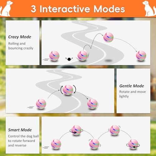 SUJF Smart Interactive Dog Ball, Interactive Dog Toys with Remote Control, Automatic Moving Pet Ball for Medium and Large Dogs, TPU Material, Rechargeable Vibrating Bouncing Pet Toy view 5