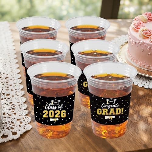 50Pcs 16oz Graduation Cups 2026 Black Disposable Plastic Cups Graduation Party Supplies Class of 2026 Decorations Graduation Party Decorations Festivities Grad Tableware Congrats Grad Party Supplies view 6