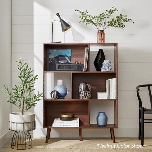 Best Choice Products 3-Tier Mid-Century Modern Wooden Bookcase, 6-Cube Organizer for Nursery, Kids Room, Living Room, w/Removable Back Panels, Pine Legs - Brown view 2