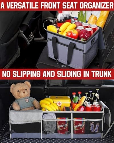 Car Trunk Organizer with Portable Leak Proof Cooler Bag, 3 Compartments Collapsible Car Organizers and Storage with Foldable Cover, Christmas Gifts, Suitable for SUV, Auto, Truck, Minivan view 6
