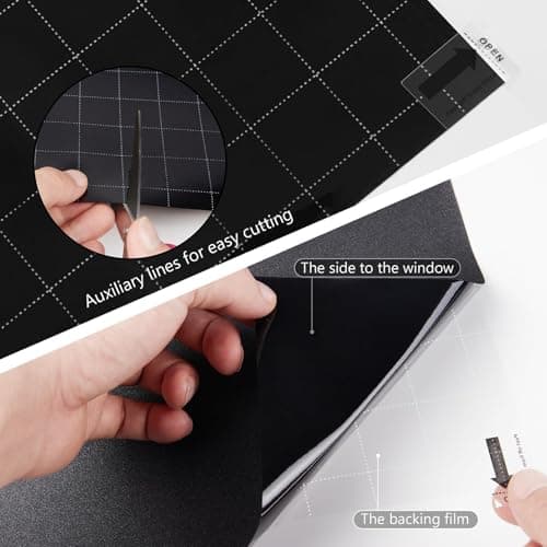 Kromapolis Blackout Window Privacy Film Total Light Blocking Room Darkening Window Covering, Removable Static Cling Frosted Glass Tint, Non-Adhesive, Black 17.5'' x 78.7'' view 6