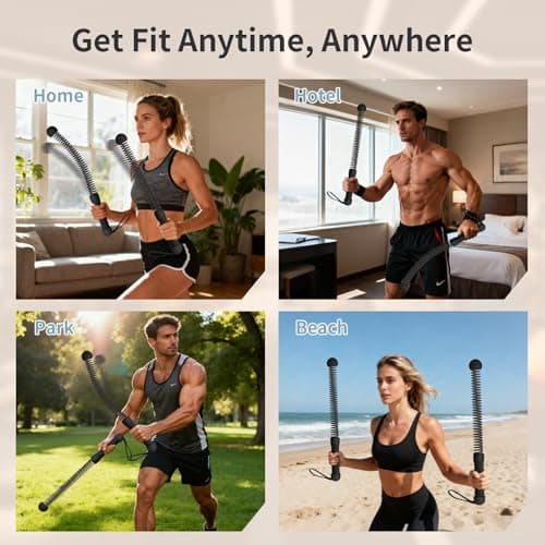 Ropeless Battle Ropes Weighted, 2 Pack Portable Cordless Battle Ropes for HIIT & Cardio Full-Body Workout Tool with Non-Slip Spiral Handles, Travel-Friendly Home Gym Equipment for Women & Men view 6