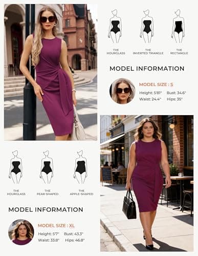 GRACE KARIN Women Work Dress,Bodycon Pencil Business Dresses,Sleeveless Cocktail Dresses Knee Length view 4