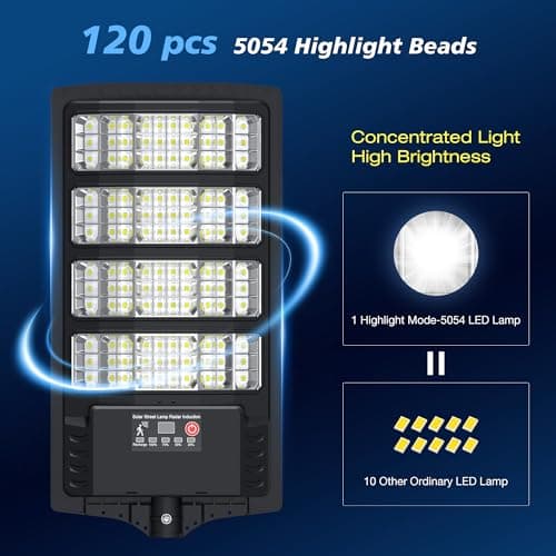 WYWNA Solar Lights Outdoor Waterproof - Super Bright Solar Street Lights Outdoor Dusk to Dawn with Motion Sensor and Remote Control, Wide Angle Commercial LED Street Light IP67 Waterproof 4 Packs view 2