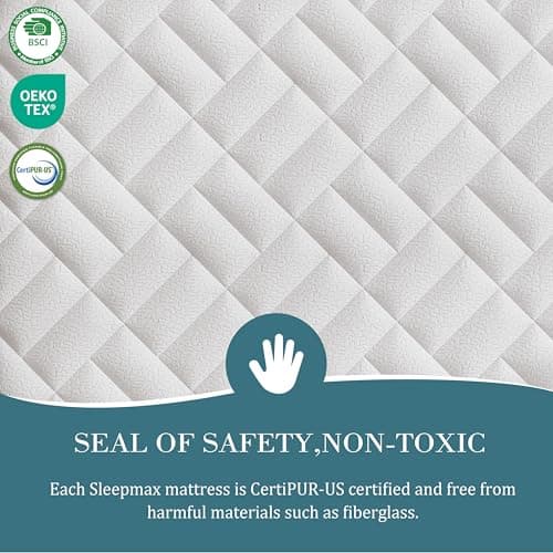 Sleepmax Extra Firm Queen Mattress 12 Inch, Hybrid Mattress Pressure Relief | Deep Sleep Bed in Box, For Back & Side Sleepers, 365-Night Trial & Forever Warranty, Fiberglass-Free, CertiPUR-US Certified view 5