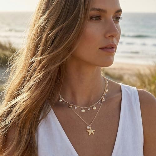 MTMY Gold Choker Necklace for Women 14K Gold Plated Cubic Zirconia Cross Heart Shell Teardrop Charm Station Choker Necklace Dainty CZ Chain Necklaces for Women Trendy Summer Jewelry Gifts view 3