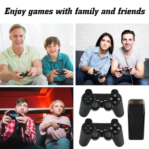 Retro Game Console, Wireless Retro Game Console, Built-in 9 Emulators, 4K HDMI Output, Dual 2.4GHz, Built-in 25200 Games, Plug and Play Video Games, Black view 6