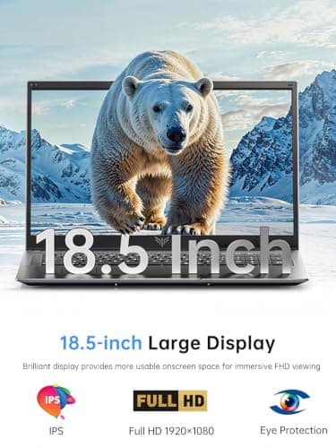 18.5 Inch Gaming Laptop with 7000 mAh Battery,AMD Ryzen 7430U UP to 4.3GHz | AMD Radeon RX Vega 7,16GB DDR4 RAM 512GB SSD,WiFi 6,Type-C,2026 Windows 11 Laptops Computer for Business Office Student view 5