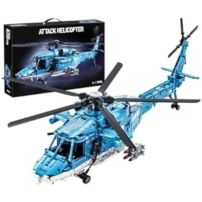 Military Helicopter Building Blocks Set, 1521PCS Army Airplane Bricks Model–Air Force Utility Helicopter Toy with Rotating Blades, Detailed Cockpit, Tactical Gear–Collectible Gift for Boys Teen Adults