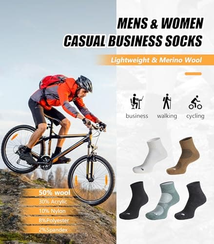 RTZAT 3 Pairs Merino Wool Ankle Socks for Men Women - Breathable, Arch Support, Padded Workout Year-Round Wear view 7