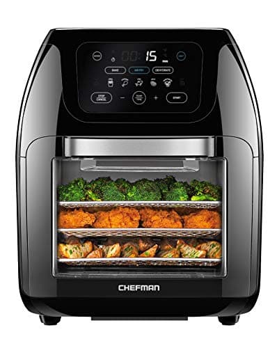 CHEFMAN Multifunctional Digital Air Fryer+ Rotisserie, Dehydrator, Convection Oven, 17 Touch Screen Presets Fry, Roast, Dehydrate, Bake, XL 10L Family Size, Auto Shutoff, Large Easy-View Window, Black view 1