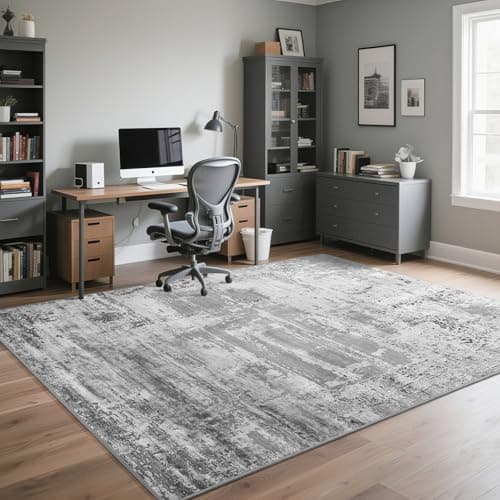 HOMORE Living Room Rug 6x9 Large Rug Grey Area Rugs Non Slip Washable Rugs for Bedroom Dining Room Abstract Carpet for Farmhouse Kids Playroom Classroom view 4