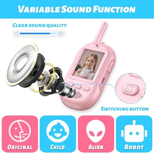 Video Walkie Talkies for Kids, 2 Pack Rechargeable Long Range Video Kids Walkies Talkies with Voice Changer, Outdoor Camping Hiking Indoor Play Toys Birthday for Boys and Girls Ages 3-12 view 2