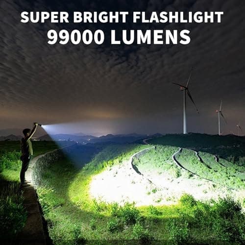 KNIBO Rechargeable Flashlight 99000 High Lumens, LED Super Bright Flash Light, Tactical Flashlights with LCD Power Display, 6 Modes, Waterproof, Brightest Flashlight for Emergencies Camping view 3