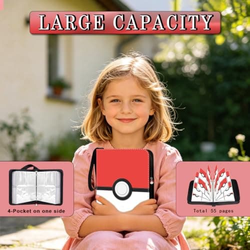 ShrewdYuya 3D Card Binder 4 Pocket, 440 Embossed Cover Trading Card Album | Portable Card Collection Folder with Removable Sleeves, Trading Card Holder for Sports Cards, Gift for Collectors. view 5