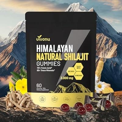 Himalayan9 Shilajit Gummies with Ashwagandha & Gokshura | 85+ Trace Minerals & Fulvic Acid | Organic, Non-GMO Micronutrient Supplement for Men & Women | 100% Pure & Natural