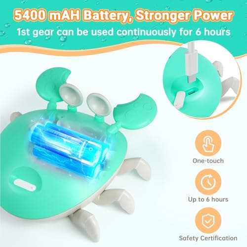 Water Table Pump, 5400mAh Rechargeable Crab Water Pump for Water Table with 3 Modes Sprinkler, 8 Hours Non-Stop Fun Summer Outdoor Water Toys Outside Water Play Table Accessories for Kids Toddlers view 4
