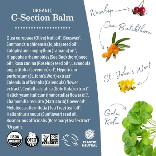 Earth Mama Organic C-Section Balm - 1 oz - USDA Certified Organic Scar Balm for C-Section Recovery view 3