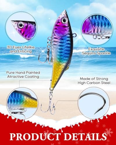 UCEC Fishing Lures Tackle Box with Tackle Included, Fishing Kit with VIBs, Minnows, Frogs, Soft Baits & Hooks, Freshwater Lure Kit for Bass Walleye Trout, Mens Fishing Gifts, Ideal for Father's Day view 4