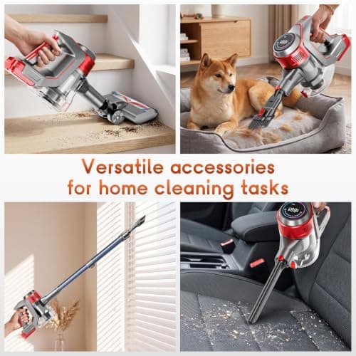 MOOPRI Cordless Vacuum Cleaner for Home - Powerful, 40Kpa Stick Vacuums Lightweight with Detachable Battery Display, Max 45Mins Runtime, 8 in 1 Handheld Vacuum for Hardfloor & Carpets Pet Hair view 6