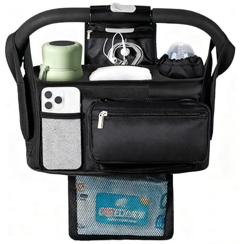 eutopic Universal Stroller Organizer with Insulated Cup Holder Detachable Phone Bag & Shoulder Strap, Bag Caddy Fits for Stroller like Uppababy, Baby Jogger, Britax, BOB, Umbrella & Pet Stroller — image 1