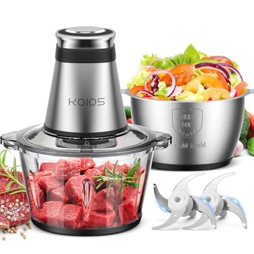 KOIOS Food Processor, 500W Electric Food Chopper with 2 Bowls (8 Cup+8 Cup) & 2 Bi-Level Blades&, Small Electric Grinder Meat Processor for Nuts, Meat, Onion, Garlic, Baby Food, Black — image 1
