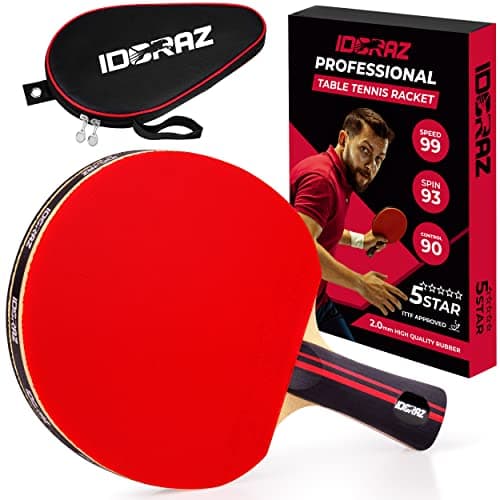 Idoraz Professional Ping Pong Paddle - Table Tennis Racket with Carrying Case - ITTF Approved Rubber - Ping Pong Paddles with Speed 99 Spin 93 Control 90